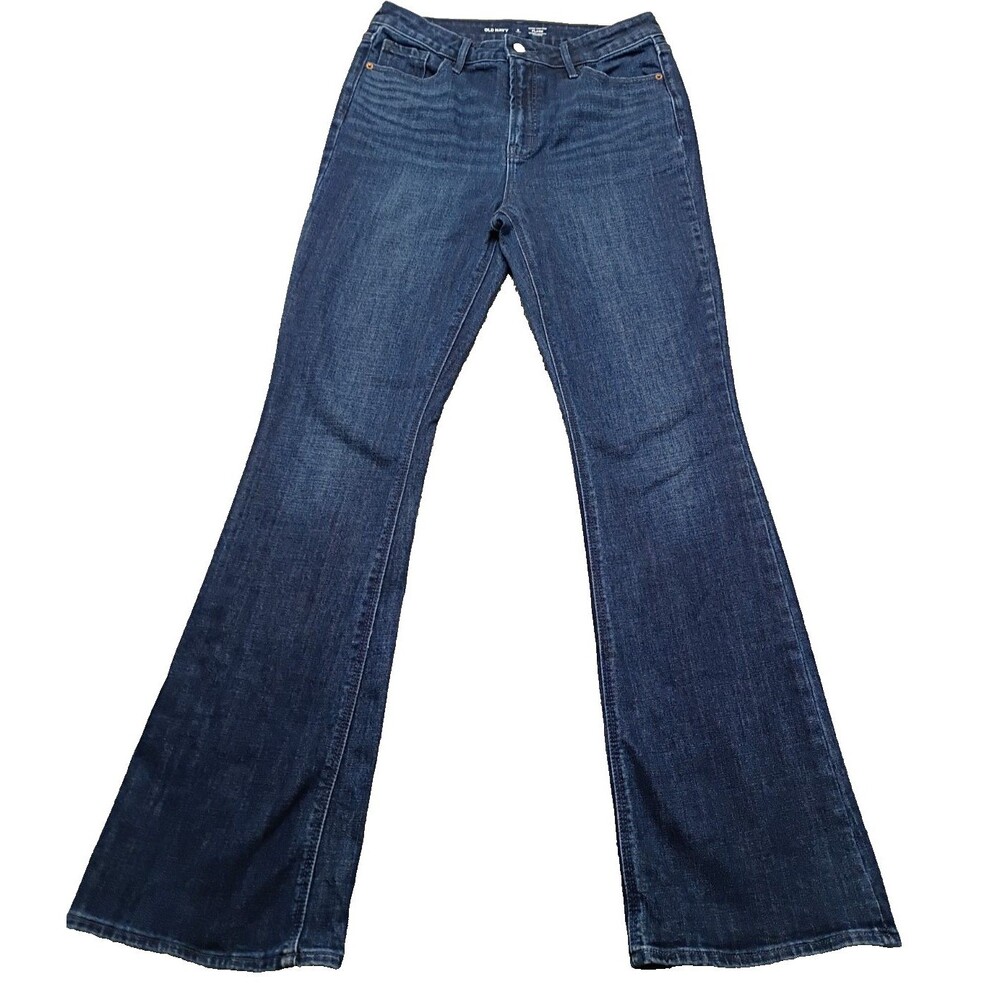 Old Navy Jeans Womens Sz 8 Tall Flare Extra High Rise Stretch Pockets Pants